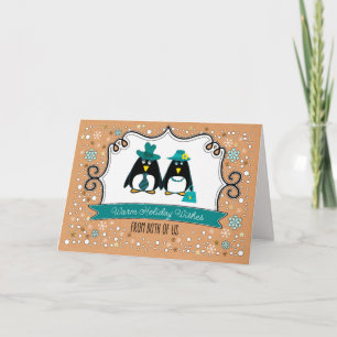Cartes Pour Fêtes Annuelles Funny Penguin Couple Custom Christmas