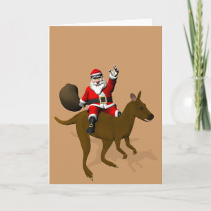Cartes Pour Fêtes Annuelles Funny Père Noël À cheval Sur Kangaroo
