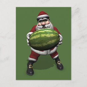 Cartes Pour Fêtes Annuelles Funny Père Noël Avec Melon Géant