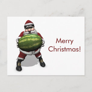 Cartes Pour Fêtes Annuelles Funny Père Noël Avec Melon Géant