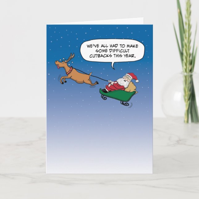 Cartes Pour Fêtes Annuelles Funny Père Noël fait des coupes (Devant)
