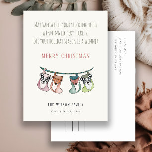 Cartes Pour Fêtes Annuelles Funny Père Noël Remplit Les Bas Avec La Loterie No