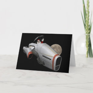 Cartes Pour Fêtes Annuelles Funny Père Noël Volant Un Appareil Spacecraft