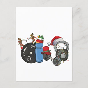 Cartes Pour Fêtes Annuelles Funny Père Noël Weighlifting Dumbbells Gym Noël