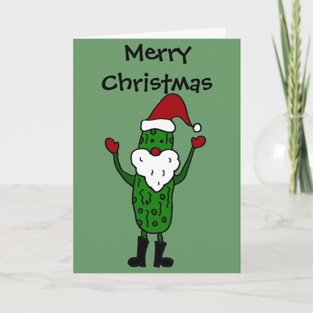 Cartes Pour Fêtes Annuelles Funny Pickle Père Noël Design de Noël (Devant)
