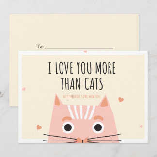 Cartes Pour Fêtes Annuelles Funny Pink I Love you more than Cats Valentine's