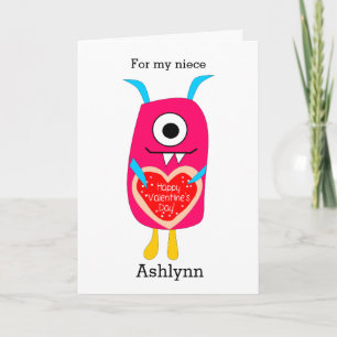 Cartes Pour Fêtes Annuelles Funny Pink Monster Heureuse Sainte-Valentin