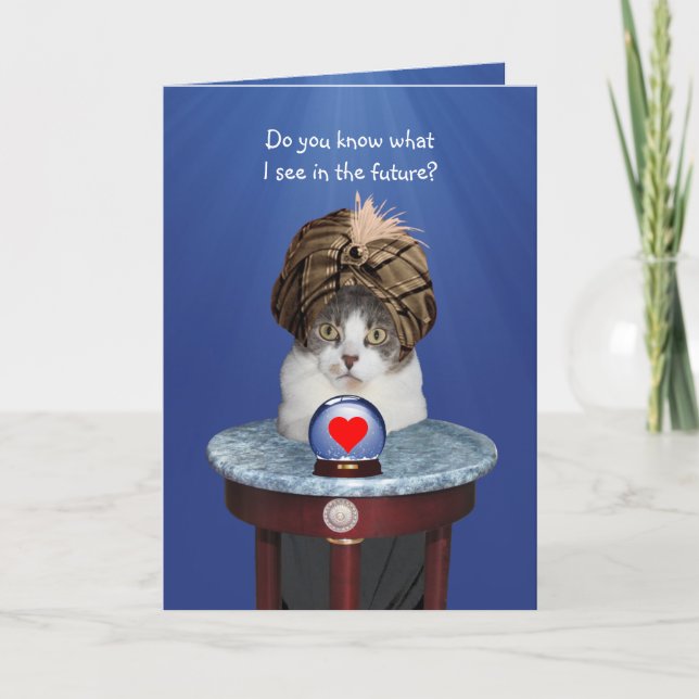 Cartes Pour Fêtes Annuelles Funny Psychic Kitty Valentine (Devant)