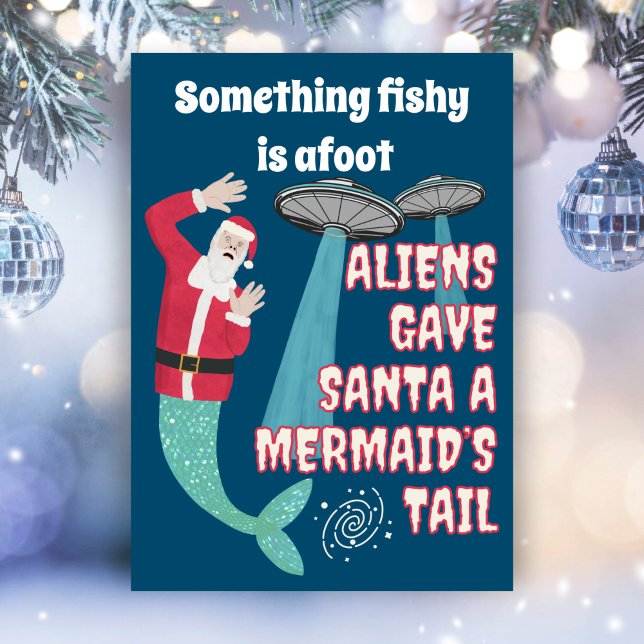 Cartes Pour Fêtes Annuelles Funny Retro Sci-Fi Père Noël Aliens Noël (Créateur téléchargé)