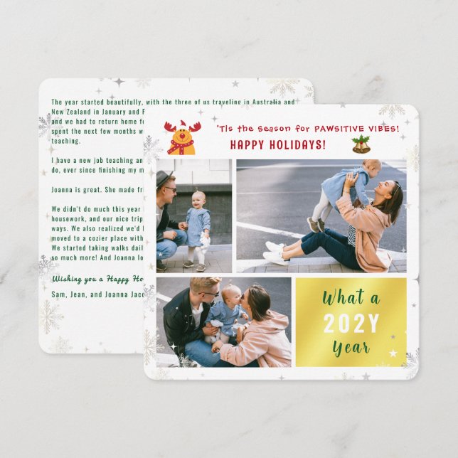 Cartes Pour Fêtes Annuelles Funny Rudolph mignon Joyeuses Vacances Élégantes 3 (Devant / Derrière)