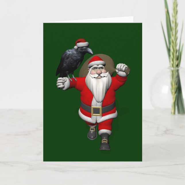 Cartes Pour Fêtes Annuelles Funny Santa Claus aime Ravens (Devant)