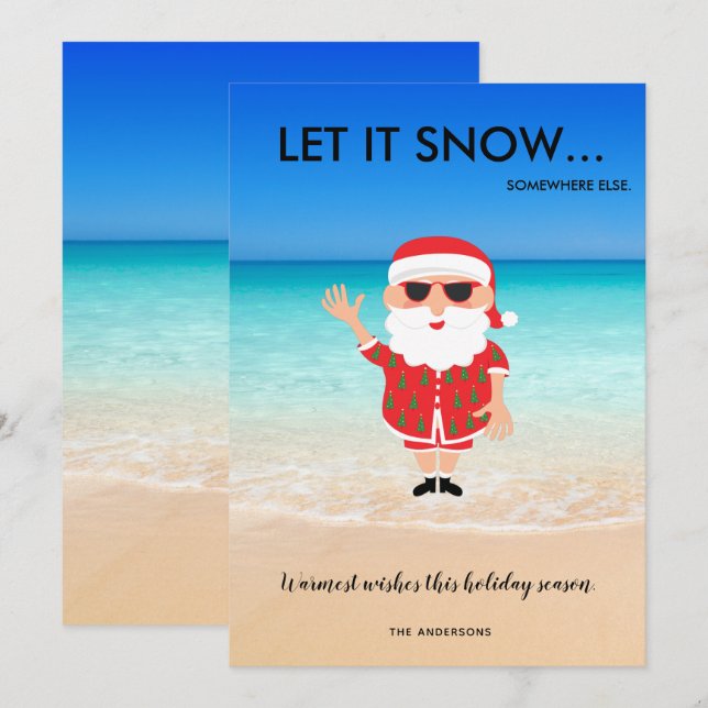 Cartes Pour Fêtes Annuelles Funny Santa Claus Beach Tropical Floride Noël (Devant / Derrière)
