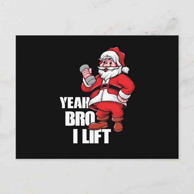 Cartes Pour Fêtes Annuelles Funny Santa Claus Ouais Bro Lift Exercice d'entraî (Devant)