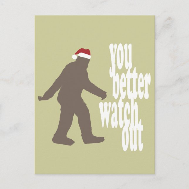 Cartes Pour Fêtes Annuelles Funny Sasquatch Père Noël Noël (Devant)