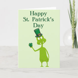 Cartes Pour Fêtes Annuelles Funny Silly Green Guy avec Shamrock