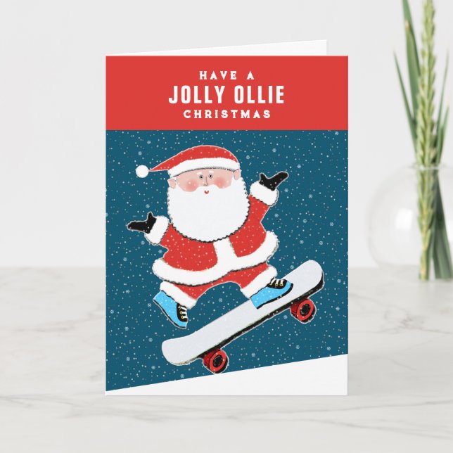 Cartes Pour Fêtes Annuelles Funny Skateboard Noël (Devant)