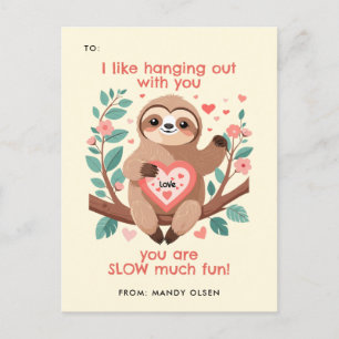 Cartes Pour Fêtes Annuelles Funny Sloth Pun mignon animal Saint Valentin
