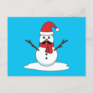 Cartes Pour Fêtes Annuelles Funny Snowman avec Moustache et carotte