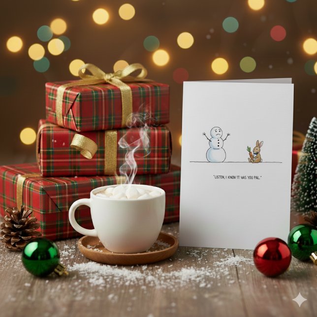 Cartes Pour Fêtes Annuelles Funny Snowman Carrot Thief Holiday Card (Créateur téléchargé)