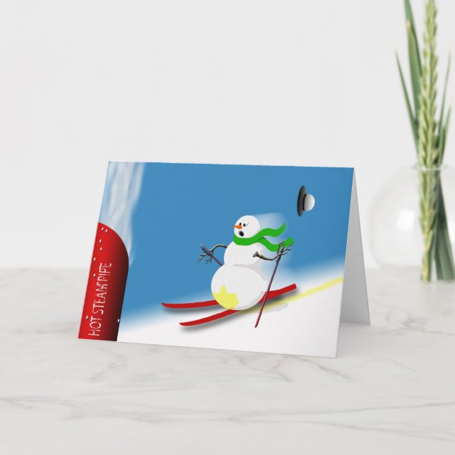 Cartes Pour Fêtes Annuelles Funny Snowman Humour Ski Joke Noël (Devant)