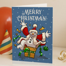 Funny Snowman Merry Christmas Surprise Cartoon