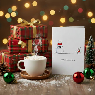 Cartes Pour Fêtes Annuelles Funny Snowman vs Rabbit Christmas 