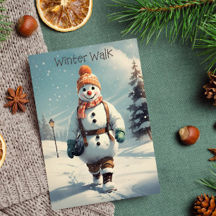 Cartes Pour Fêtes Annuelles Funny Snowman Winter Walk Christmas Holiday Card
