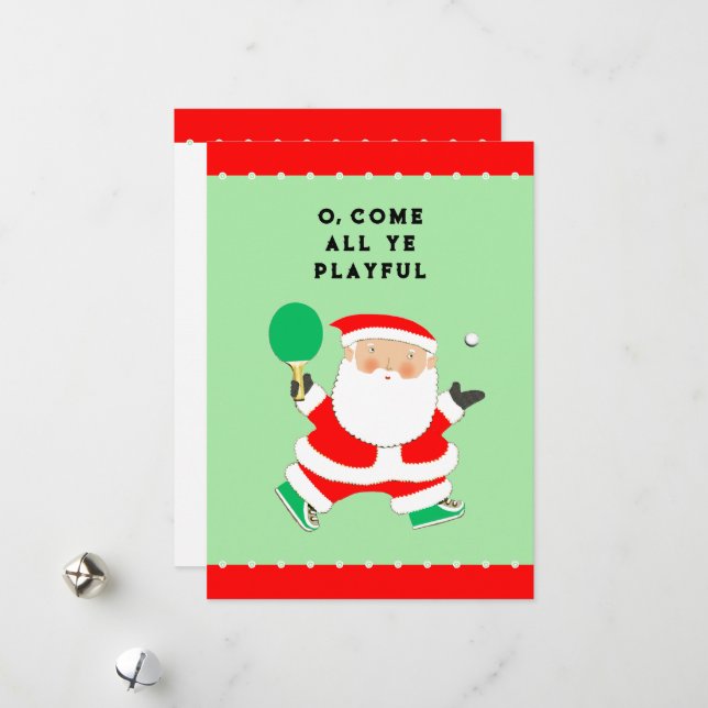 Cartes Pour Fêtes Annuelles Funny Tennis de table Noël (Devant/Arrière en situation)