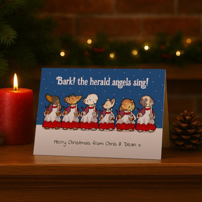 Cartes Pour Fêtes Annuelles Funny Toy Dog Christmas Choir Dachshund Cartoon (Créateur téléchargé)