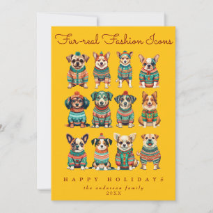 Cartes Pour Fêtes Annuelles Funny Unique Jaune Humour de Noël Chiens de compag