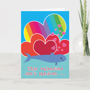 Cartes Pour Fêtes Annuelles Funny Valentine avec Pun de marsouin Rainbow Heart