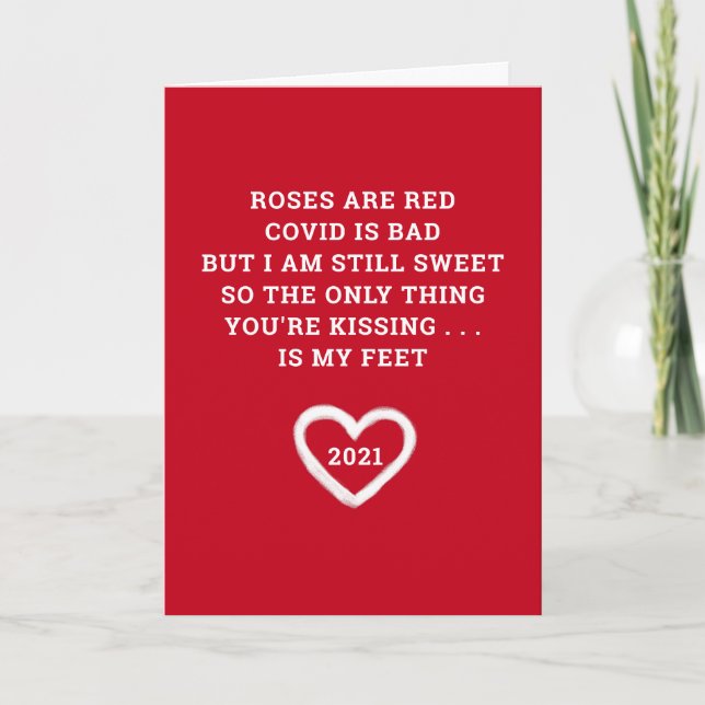 Cartes Pour Fêtes Annuelles Funny Valentines 2021 Covid Poem ami (Devant)