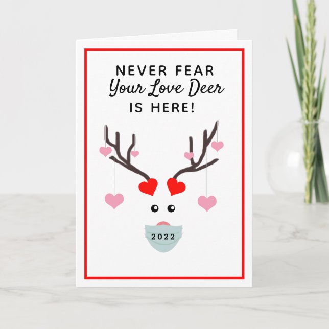 Cartes Pour Fêtes Annuelles Funny Valentine's Day 2022 Love Deer Hearts (Devant)