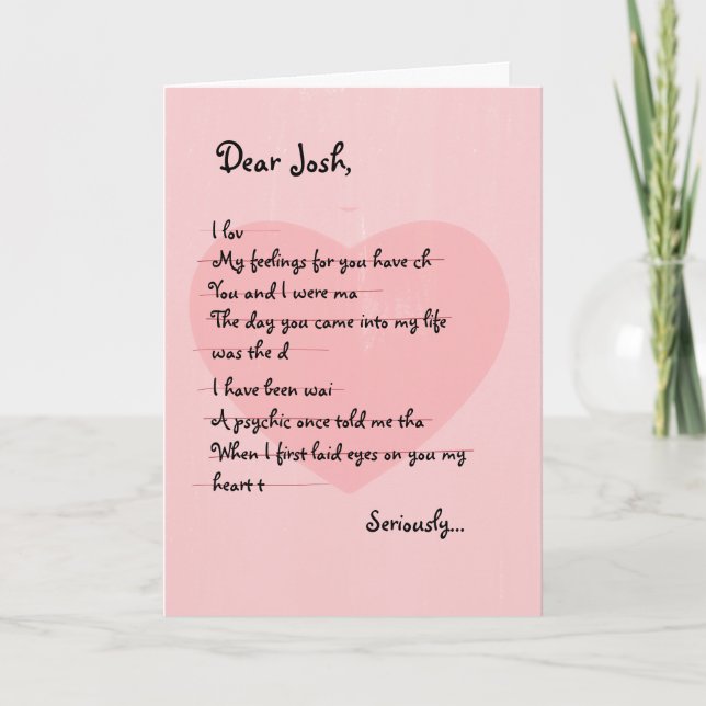 Cartes Pour Fêtes Annuelles Funny Valentine's Day Humoristique Coeur petit ami (Devant)