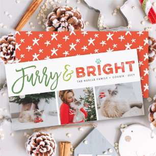 Cartes Pour Fêtes Annuelles Furry & Bright Typography Amoureux des chats 3 Pho
