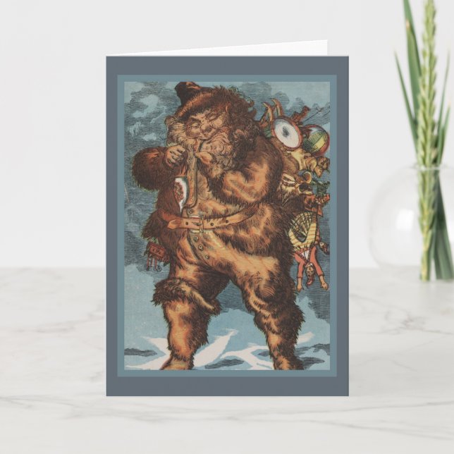Cartes Pour Fêtes Annuelles Furry Père Noël fume son tuyau (Devant)