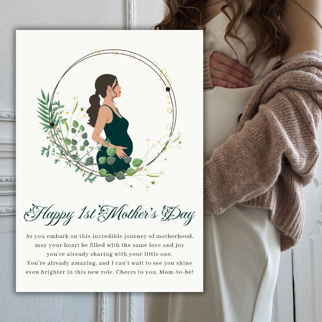 Cartes Pour Fêtes Annuelles Future maman élégante Joyeuse 1re fête des Mères (Créateur téléchargé)