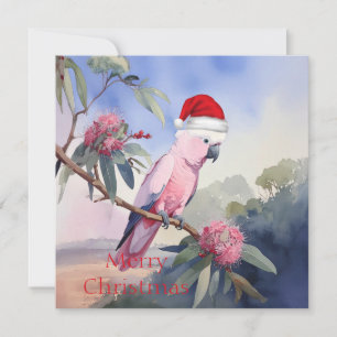 Cartes Pour Fêtes Annuelles Gala de chapeau de Noël de cacatoès rose
