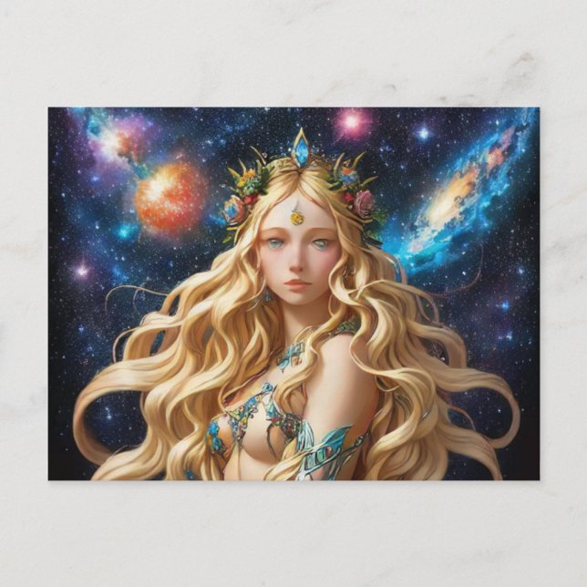 Cartes Pour Fêtes Annuelles *~* Galactique Femmes Imaginaire Bijou cosmique AP (Devant)