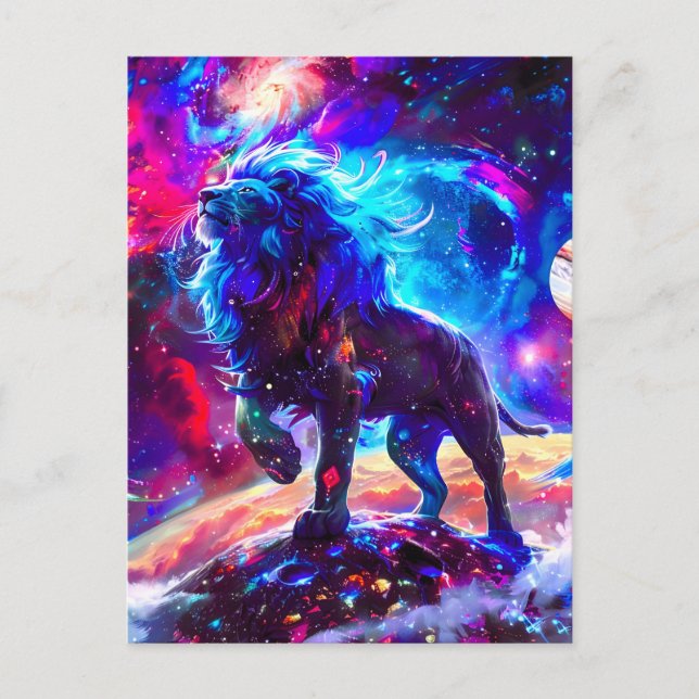 Cartes Pour Fêtes Annuelles Galaxy Lion Blue (Devant)