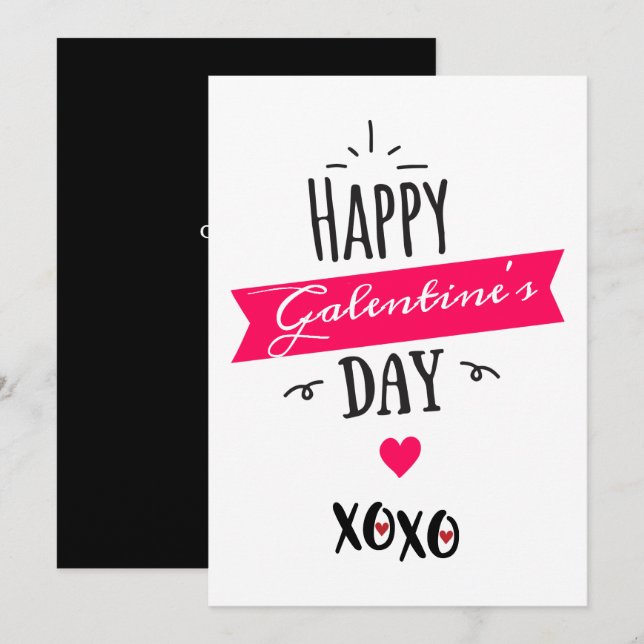 Cartes Pour Fêtes Annuelles Galentine X X | Joyeux Galentine's Day Pink (Devant / Derrière)