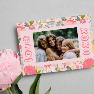 Cartes Pour Fêtes Annuelles Galentine's Day photo rose xoxo floral
