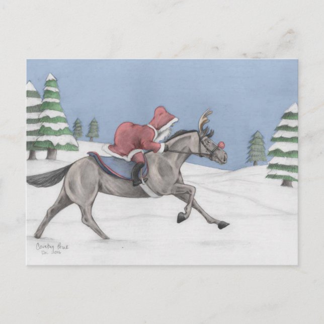 Cartes Pour Fêtes Annuelles Galloping Père Noël (Devant)