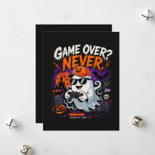 Cartes Pour Fêtes Annuelles Game Over Jamais Drôle Gamer Fantôme Halloween