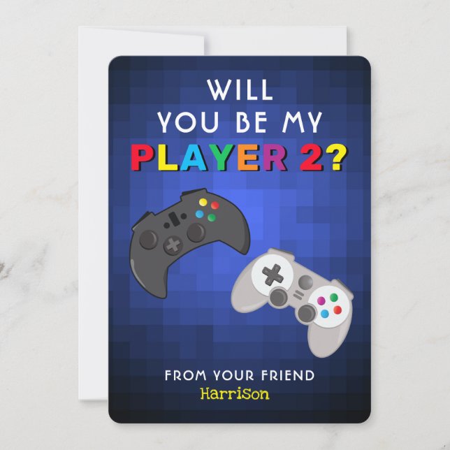Cartes Pour Fêtes Annuelles Gamer Kids Classroom Video Jeu Valentines Jour (Devant)