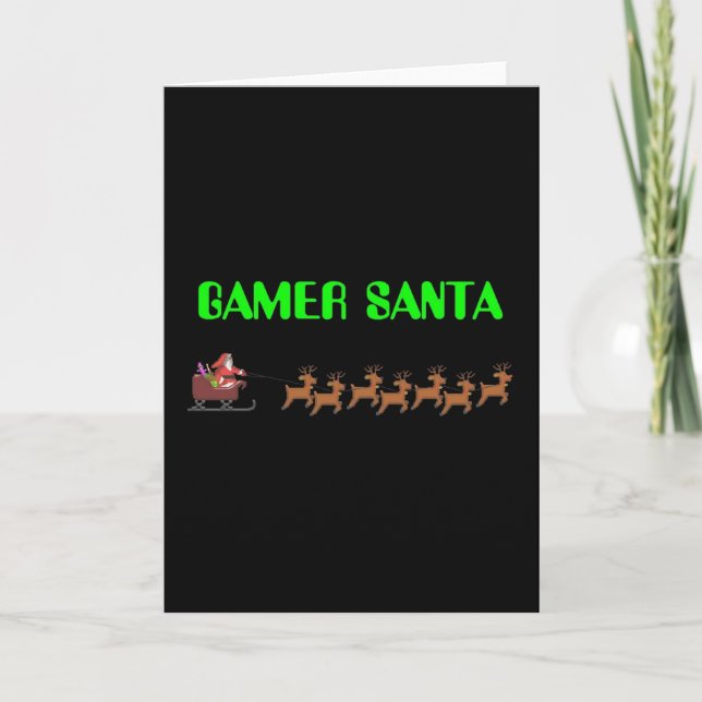 Cartes Pour Fêtes Annuelles Gamer Père Noël (Devant)