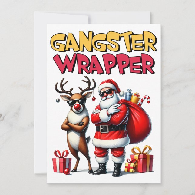 Cartes Pour Fêtes Annuelles Gangster emballé Cadeau de Noël (Devant)