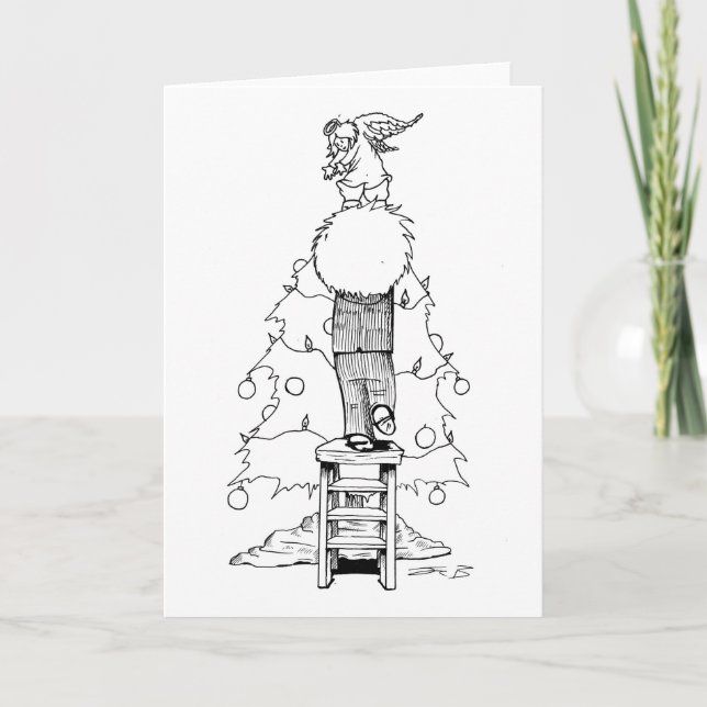 Cartes Pour Fêtes Annuelles Garçon avec un ange de Noël (Devant)