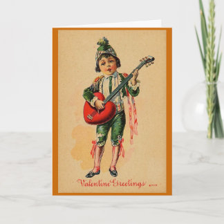 Cartes Pour Fêtes Annuelles Garçon avec une guitare d'amour