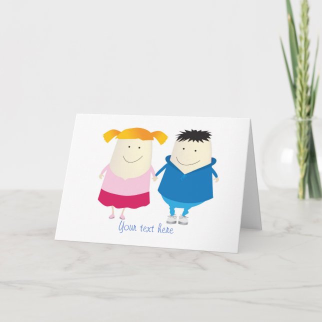 Cartes Pour Fêtes Annuelles garçon mignon et fille (Devant)